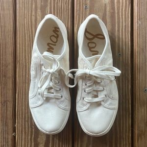 Sam Edelman White Genara Lace-Up Sneakers